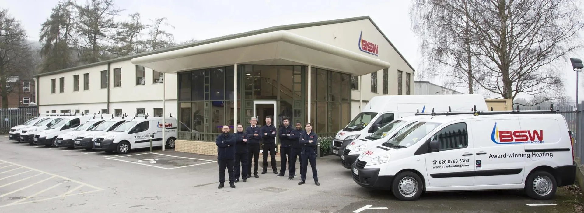 The BSW Heating team outside the Kenley head office